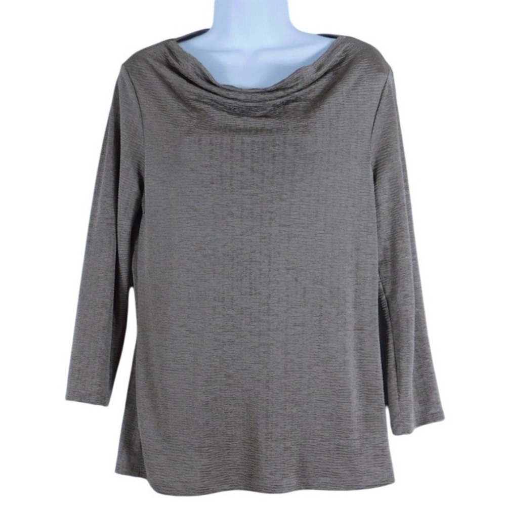 Chico's Easywear Lightweight Mid Sleeve Ribbed‎ Light Brown Top Size 0